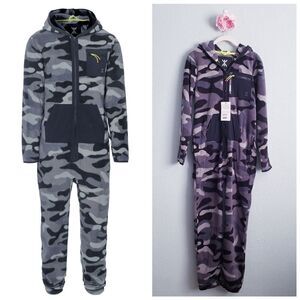 Onepiece Gray and Black Camo Fleece Jumpsuit